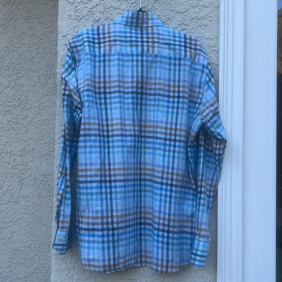 CALDER CARMEL Limited Edition Mens Blue Multi Plaid L/S Button Down Shirt Size L - Picture 6 of 8